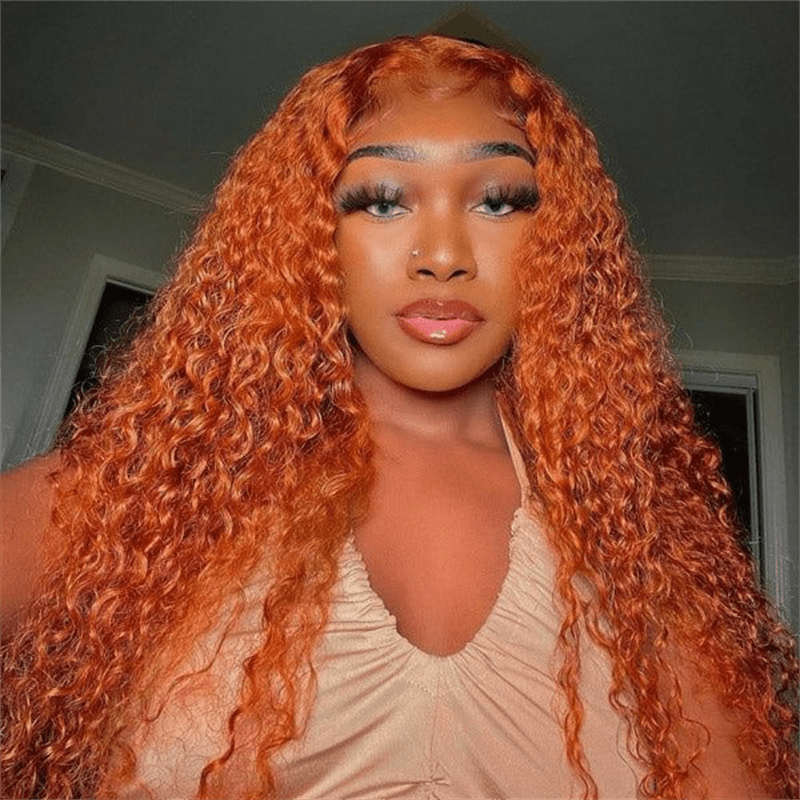 Lemoda Ginger Orange 13x6 Deep Wave Human Hair Lace Front Wigs Pre Plucked - Lemoda Hair