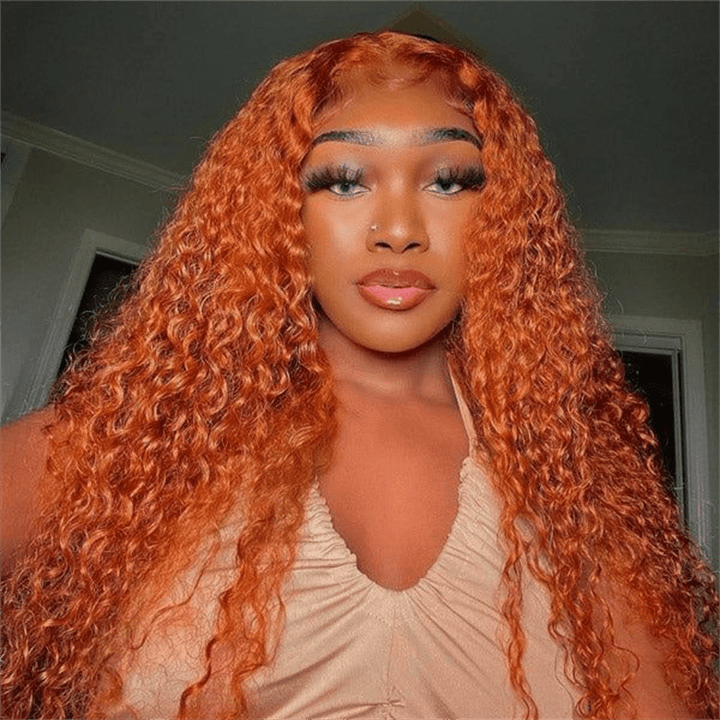 Lemoda Ginger Orange 13x6 Deep Wave Human Hair Lace Front Wigs Pre Plucked - Lemoda Hair
