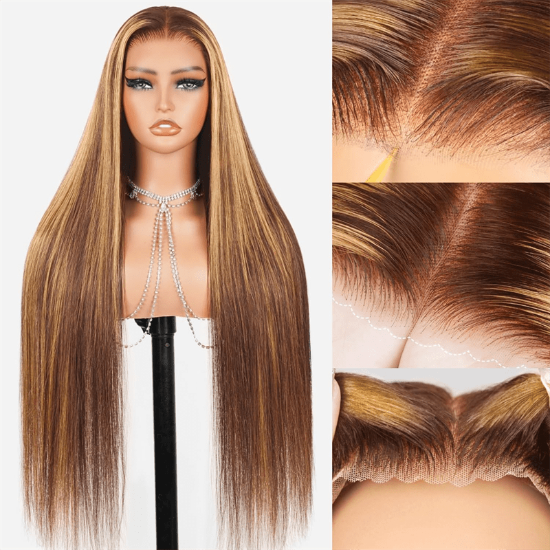 Lemoda Glueless Wigs P4/27 Highlight Straight Human Hair Wigs Pre - Cut 5x5 Lace Closure Wig - Lemoda Hair
