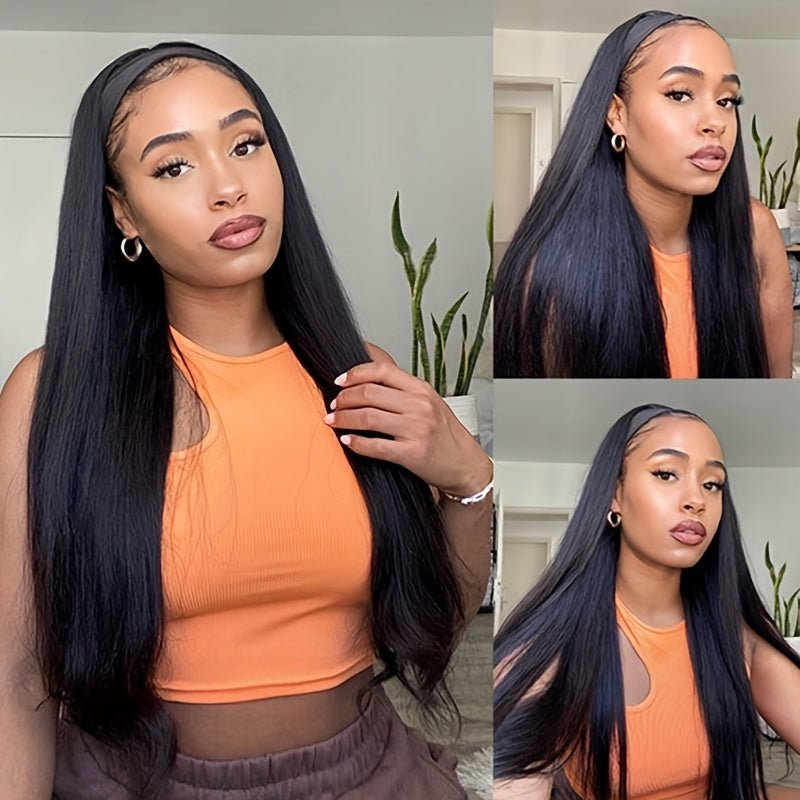 Lemoda Headband Wigs Straight Human Hair Glueless Wigs No Lace 150% - Lemoda Hair