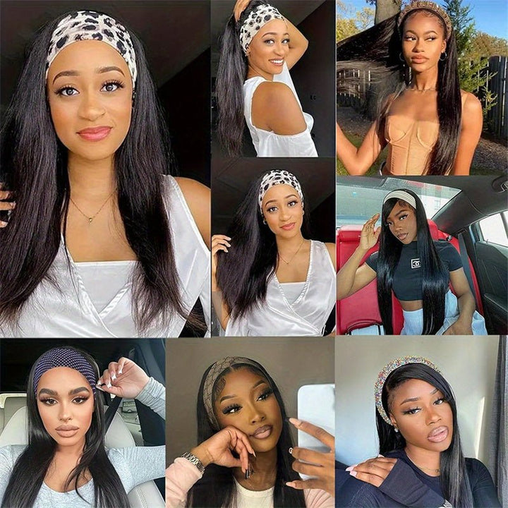 Lemoda Headband Wigs Straight Human Hair Glueless Wigs No Lace 150% - Lemoda Hair