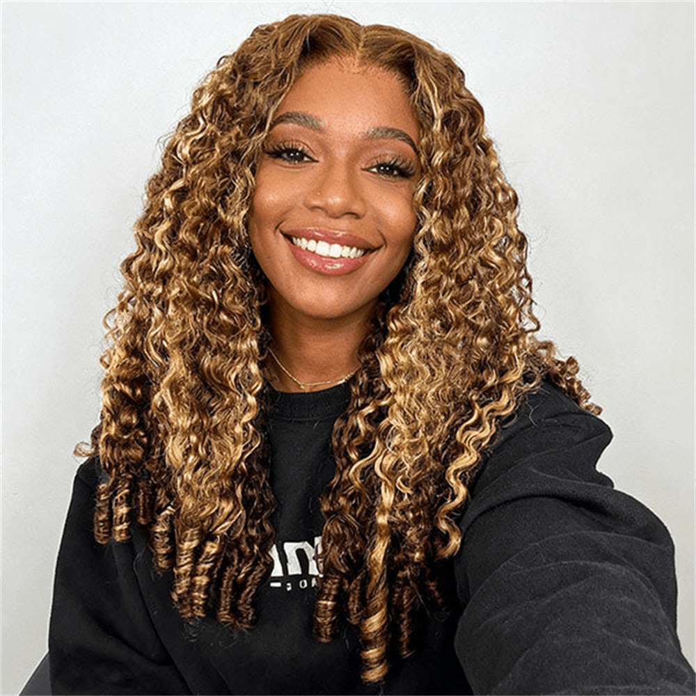 Lemoda Highlight Honey Blonde Burmese Curly Lace Front Wigs 13x4 13x6 Transparent Human Hair Wigs - Lemoda Hair