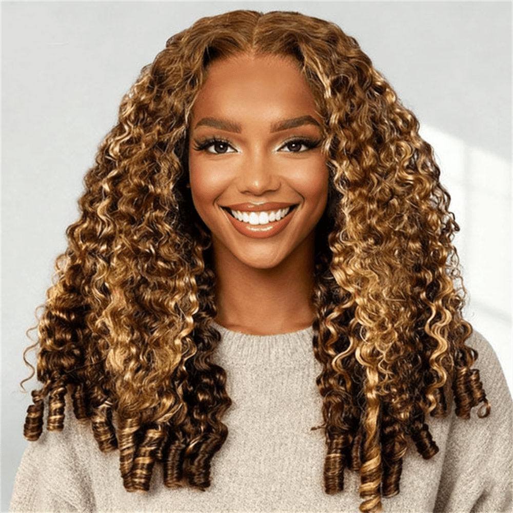 Lemoda Highlight Honey Blonde Burmese Curly Lace Front Wigs 13x4 13x6 Transparent Human Hair Wigs - Lemoda Hair