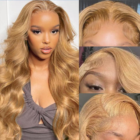 Lemoda Honey Blonde Body Wave 13x6 Lace Front Wigs HD Transparent Pre Plucked Human Hair Wigs With Baby Hair - Lemoda Hair