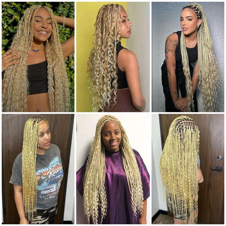 Lemoda Human Braiding Hair for Boho Braids #613 Blonde Deep Wave Bulk Human Hair for Braiding No Weft - Lemoda Hair