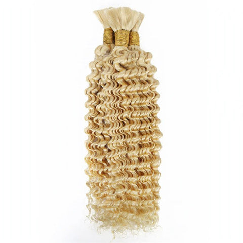 Lemoda Human Braiding Hair for Boho Braids #613 Blonde Deep Wave Bulk Human Hair for Braiding No Weft - Lemoda Hair