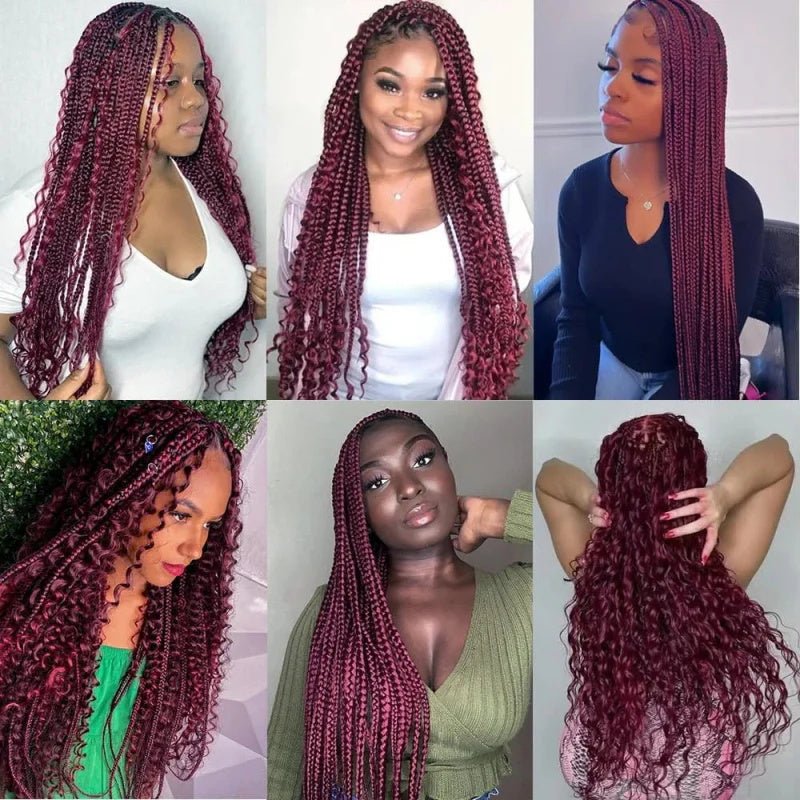 Lemoda Human Braiding Hair for Boho Braids 99J Burgundy Deep Wave Bulk Human Hair for Braiding - Lemoda Hair