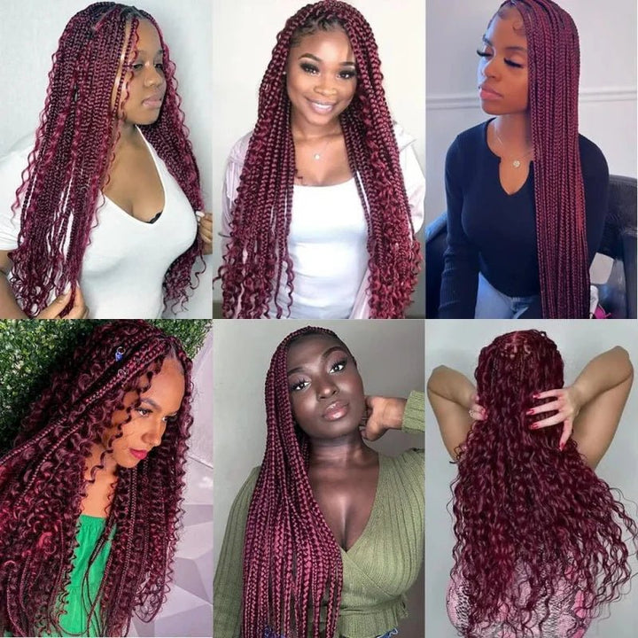Lemoda Human Braiding Hair for Boho Braids 99J Burgundy Deep Wave Bulk Human Hair for Braiding - Lemoda Hair