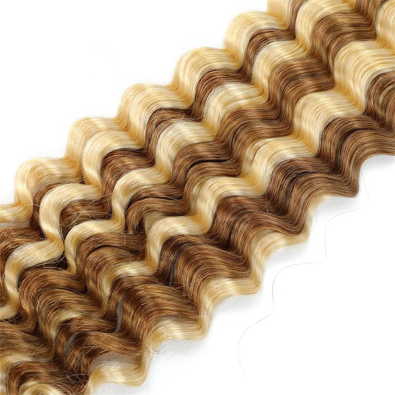 Lemoda Human Braiding Hair P27/613 Highlight Deep Wave Bulk Human Hair for Boho Braids Hair Extensions No Weft - Lemoda Hair
