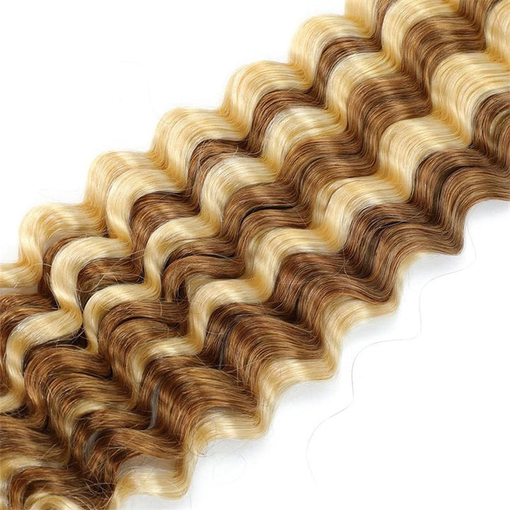 Lemoda Human Braiding Hair P27/613 Highlight Deep Wave Bulk Human Hair for Boho Braids Hair Extensions No Weft - Lemoda Hair