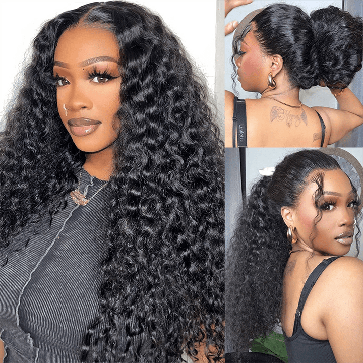Lemoda Invisi - Drawstring Snug Fit Deep Wave 360 Lace Frontal Wigs 180% Limited Deals - Lemoda Hair
