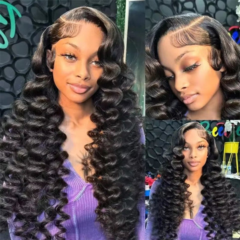 Lemoda Loose Deep Wave Lace Front Wigs 13x4 HD Transparent Human Hair Lace Frontal Wigs 180% Density - Lemoda Hair