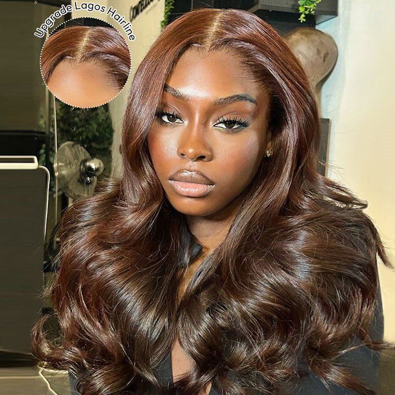 Lemoda M Hairline 4 Dark Brown Body Wave 13x6 HD Lace Front Wigs Lagos Hairline Wigs - Lemoda Hair