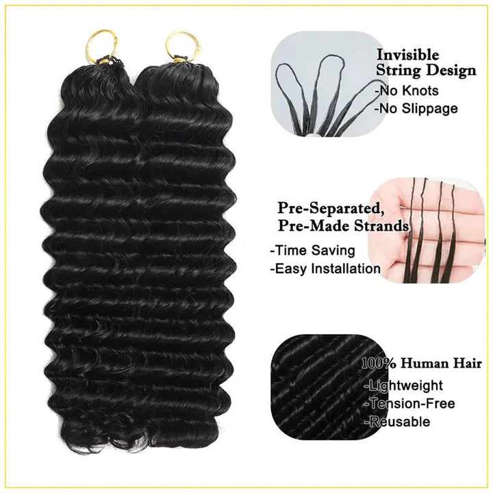 Lemoda Miracle Knots Crochet Hair Extension Deep Wave Human Hair - Lemoda Hair