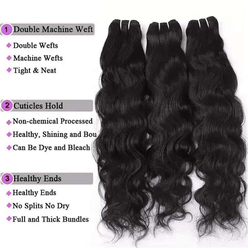 Lemoda Natural Wave Hair Bundles Unprocessed Virgin Human Hair Extensions - Lemoda Hair