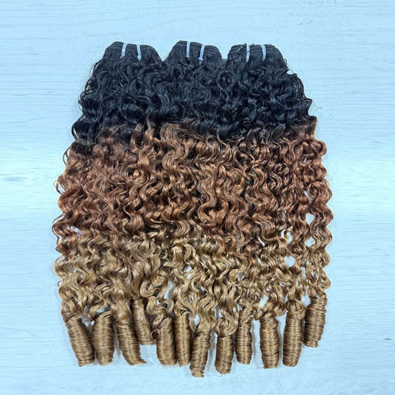 Lemoda Ombre Bundles Burmese Curly 3 PCS T1B/30/27 Brazilian Human Hair Extension - Lemoda Hair