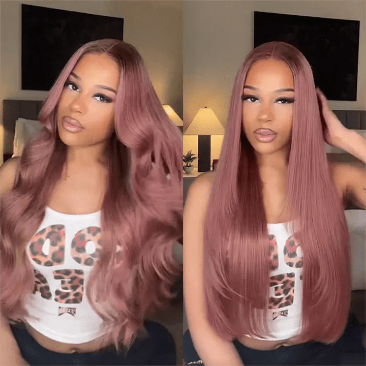 Lemoda Ombre Rose Pink 13x6 Lace Frontal Wigs 180% Colored Human Hair Wigs - Lemoda Hair