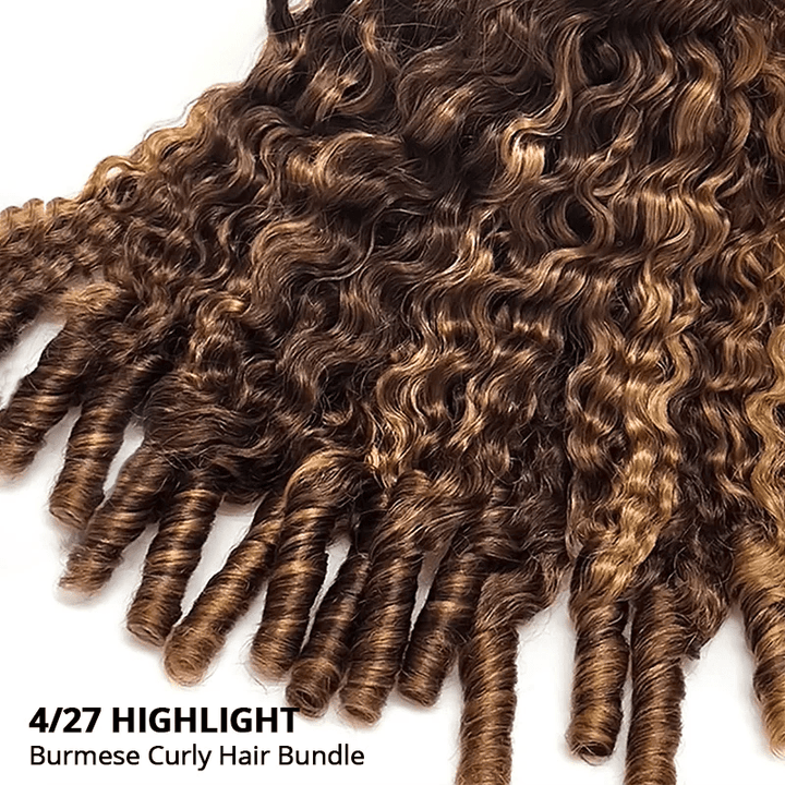 Lemoda P4/27 Highlight Burmese Curly Hair Bundles 100% Human Hair Extensions - Lemoda Hair