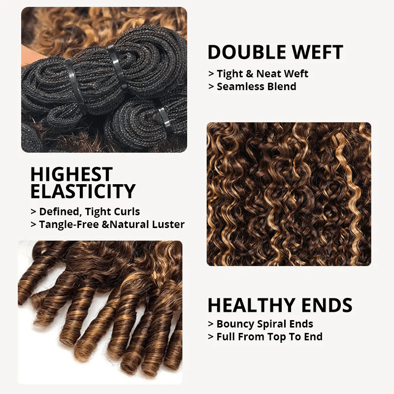 Lemoda P4/27 Highlight Burmese Curly Hair Bundles 100% Human Hair Extensions - Lemoda Hair