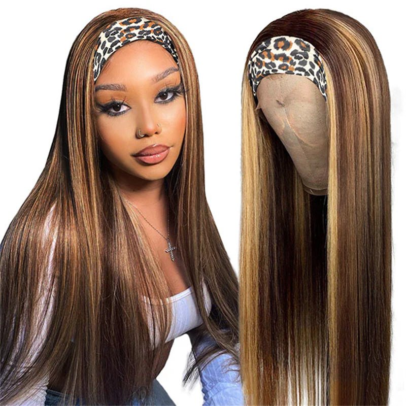 Lemoda P4/27 Highlight Headband Wig Straight Human Hair Glueless Wigs Machine Made No Lace Wig - Lemoda Hair