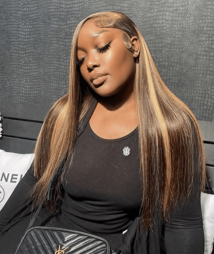 Lemoda P4/27 Highlight Straight Hair Invisi - Drawstring Wig 13x6 Glueless Wig Snug Fit Wear Go Wig - Lemoda Hair