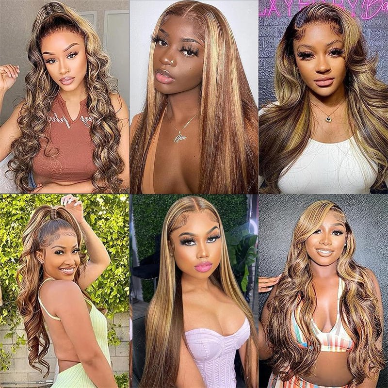 Lemoda P4/27 Highlight Straight Hair Lace Wigs 4x4 5x5 6x6 HD Transparent Lace Closure Wig Beginner Friendly - Lemoda Hair