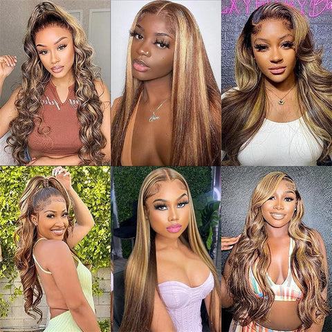 Lemoda P4/27 Highlight Straight Hair Lace Wigs 4x4 5x5 6x6 HD Transparent Lace Closure Wig Beginner Friendly - Lemoda Hair