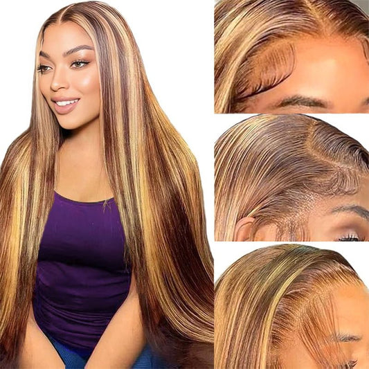 Lemoda P4/27 Highlight Straight Hair Lace Wigs 4x4 5x5 6x6 HD Transparent Lace Closure Wig Beginner Friendly - Lemoda Hair