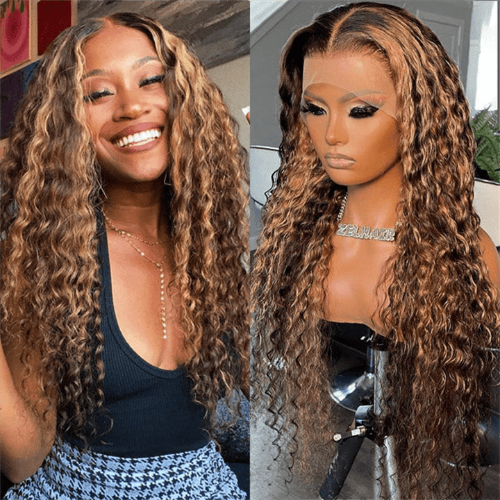 Lemoda P4/27 Highlight Water Wave 13x4 13x6 Lace Frontal Wigs Pre Plucked With Baby Hair 250% - Lemoda Hair