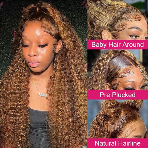 Lemoda P4/27 Highlight Water Wave 13x4 Lace Frontal Wigs Pre Plucked With Baby Hair 250% - Lemoda Hair