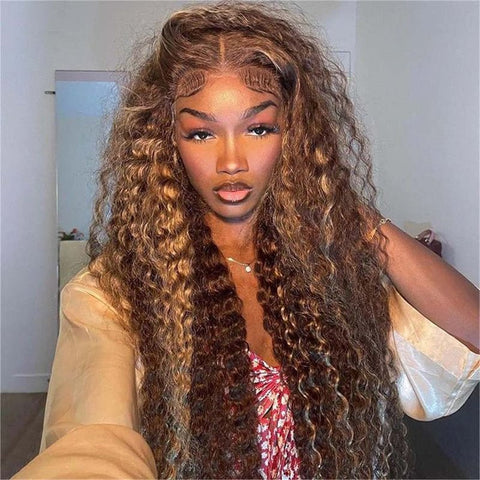 Lemoda P4/27 Highlight Water Wave 13x4 Lace Frontal Wigs Pre Plucked With Baby Hair 250% - Lemoda Hair
