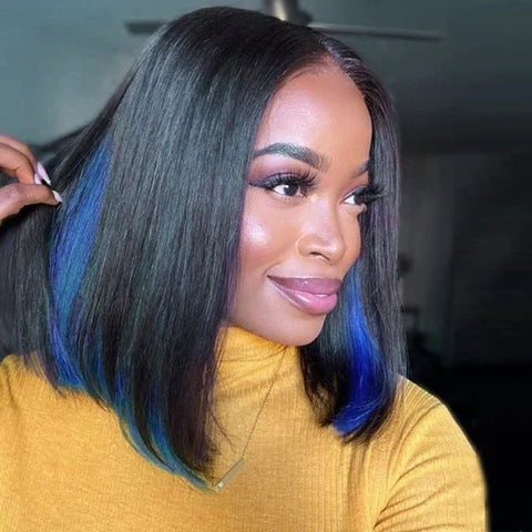 Lemoda Peekaboo Highlights Red Colored Human Hair Bob Wigs HD Transparent 13x4 Lace Front Bob Wig - Lemoda Hair