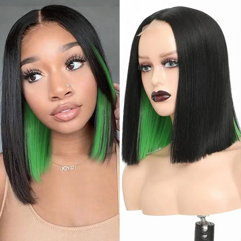 Lemoda Peekaboo Highlights Red Colored Human Hair Bob Wigs HD Transparent 13x4 Lace Front Bob Wig - Lemoda Hair