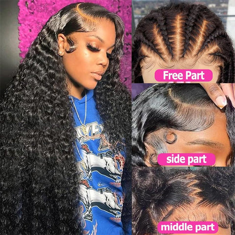 Lemoda Pineapple Wave 13x6 Lace Front Wigs Human Hair Deep Curly HD Invisible 13x4 Lace Frontal Wigs 40 Inches 250% - Lemoda Hair