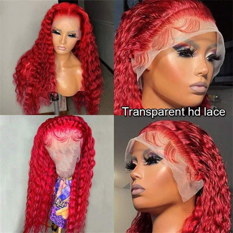 Lemoda Red Lace Front Wigs Deep Wave 13x4 13x6 HD Transparent Lace Frontal Human Hair Wigs - Lemoda Hair
