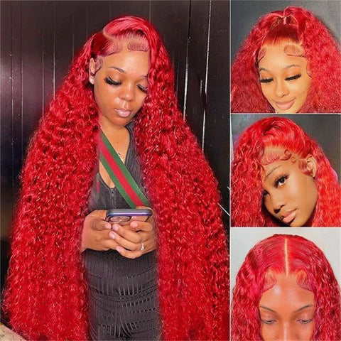 Lemoda Red Lace Front Wigs Deep Wave 13x4 13x6 HD Transparent Lace Frontal Human Hair Wigs - Lemoda Hair