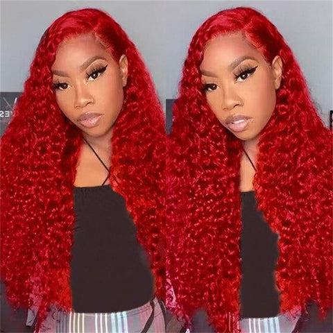 Lemoda Red Lace Front Wigs Deep Wave 13x4 13x6 HD Transparent Lace Frontal Human Hair Wigs - Lemoda Hair