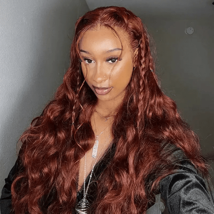 Lemoda Reddish Brown Body Wave 13x4 Lace Front Wigs Straight Human Hair Wig Pre Plucked - Lemoda Hair