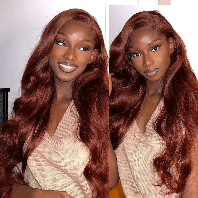 Lemoda Reddish Brown Body Wave 13x4 Lace Front Wigs Straight Human Hair Wig Pre Plucked - Lemoda Hair