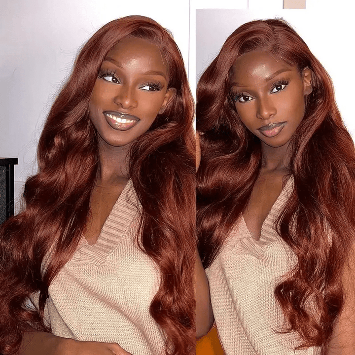 Lemoda Reddish Brown Body Wave 13x4 Lace Front Wigs Straight Human Hair Wig Pre Plucked - Lemoda Hair