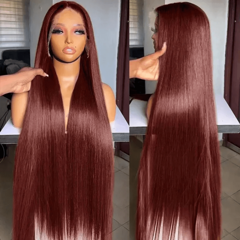 Lemoda Reddish Brown Body Wave 13x4 Lace Front Wigs Straight Human Hair Wig Pre Plucked - Lemoda Hair
