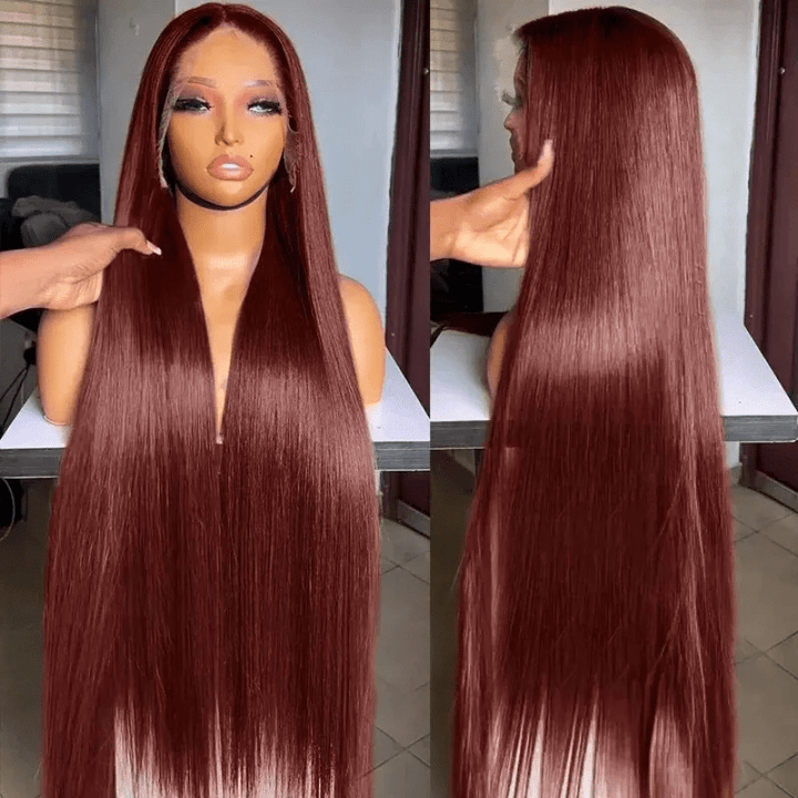 Lemoda Reddish Brown Body Wave 13x4 Lace Front Wigs Straight Human Hair Wig Pre Plucked - Lemoda Hair