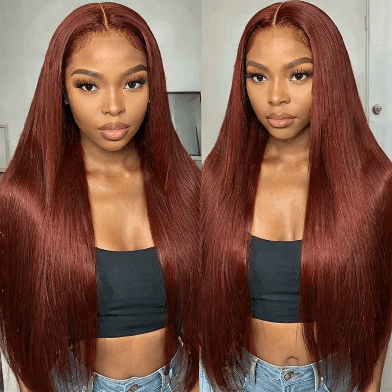 Lemoda Reddish Brown Body Wave 13x4 Lace Front Wigs Straight Human Hair Wig Pre Plucked - Lemoda Hair