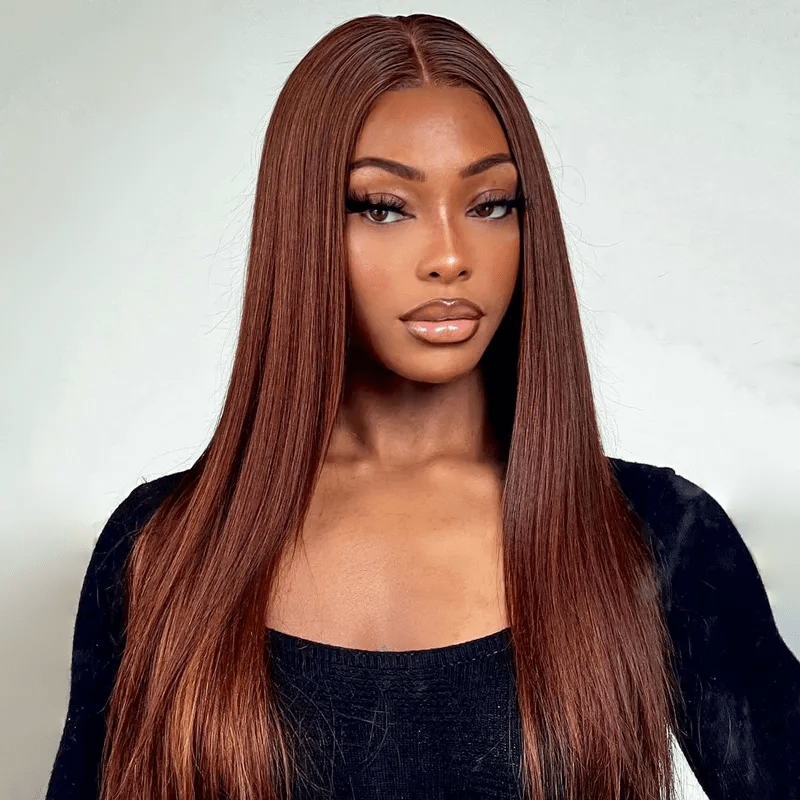 Lemoda Reddish Brown Body Wave 13x4 Lace Front Wigs Straight Human Hair Wig Pre Plucked - Lemoda Hair