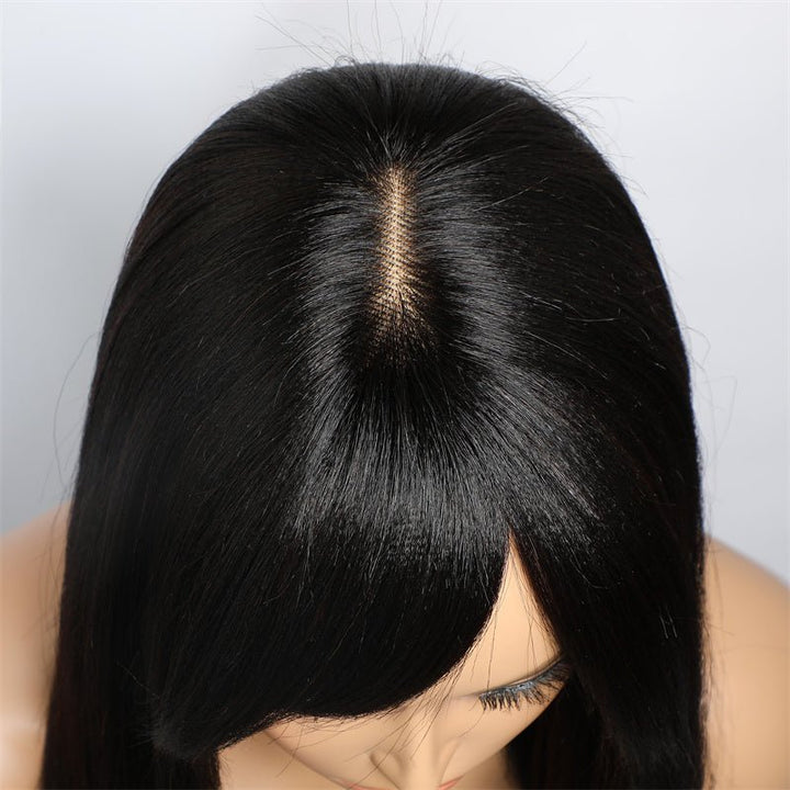 Lemoda Short Bob Wigs 3*1 Yaki Straight Bob With Bangs Minimalist Lace Wig - Lemoda Hair