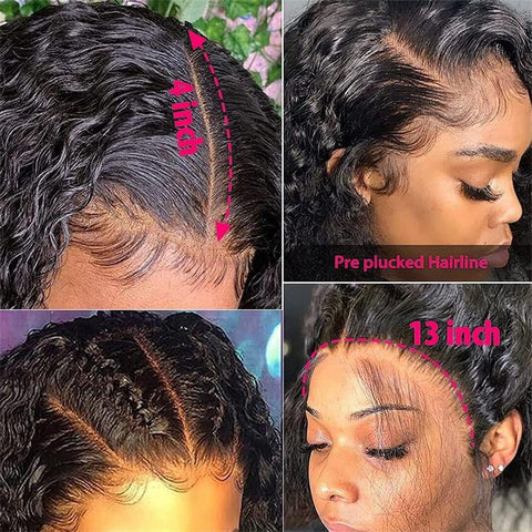 Lemoda Water Wave 13x4 Lace Front Wigs Pre Plucked Baby Hair 180% Density - Lemoda Hair
