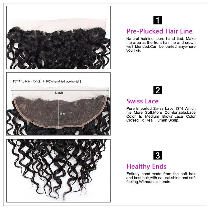 Lemoda Water Wave HD Lace Frontal Closure 13x4 Ear to Ear Lace Frontal With Baby Hair - Lemoda Hair