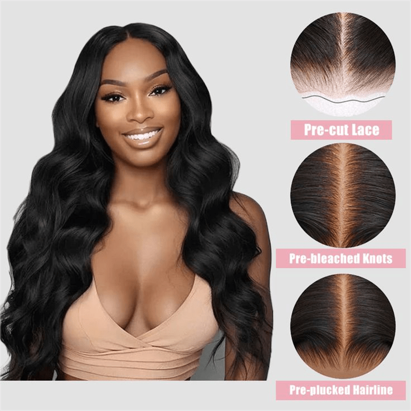 Lemoda Wear Go Pre - Cut Glueless Wig Body Wave 5x5 Lace Closure Wigs Bleached Knots - Lemoda Hair