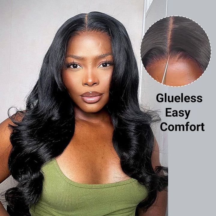 Lemoda Wear Go Pre-Cut Glueless Wig Body Wave 5x5 Lace Closure Wigs Bleached Knots