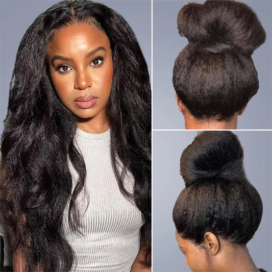 Lemoda Yaki Straight 360 Full Front Wigs Invisi - Drawstring Snug Fit Wigs HD Transparent Lace for Women - Lemoda Hair